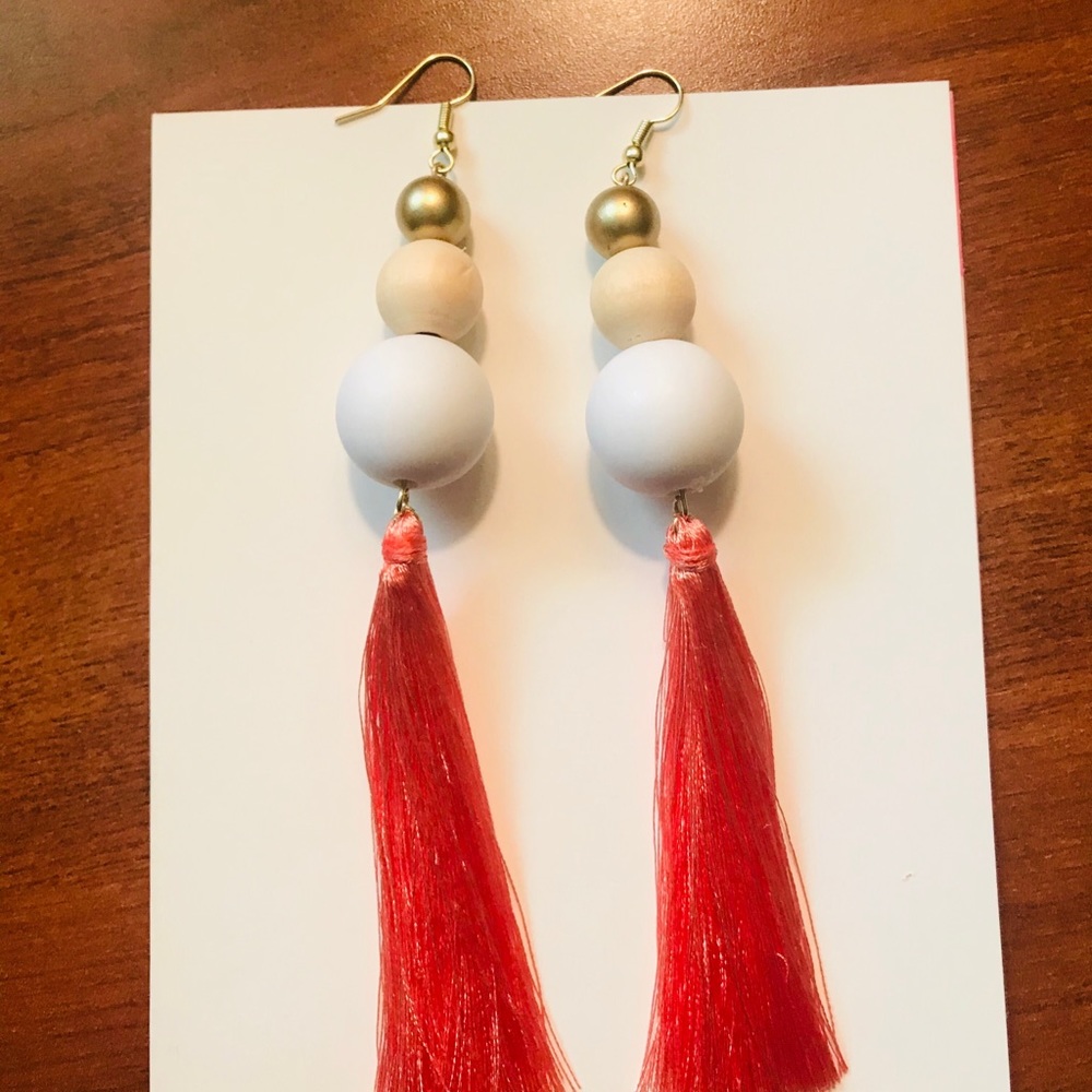 Peach fringe earrings